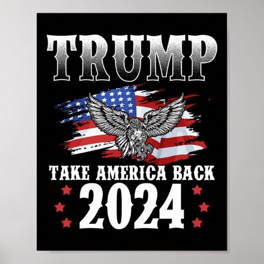 トランプ2024 Take America Byck American Flag Trump 2 ポスター (正面)