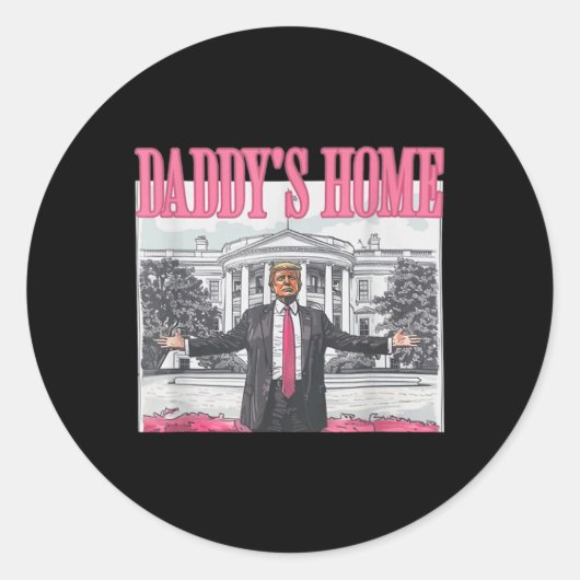 トランプ2024 Take America Ck Daddy's Home Trump Pink ラウンドシール (正面)