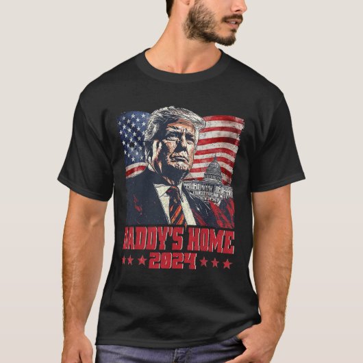 トランプ2024 Take America Ck Daddy's Home Trump Pink Tシャツ (正面)