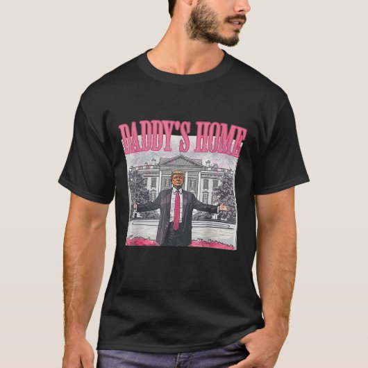 トランプ2024 Take America Ck Daddy's Home Trump Pink Tシャツ (正面)