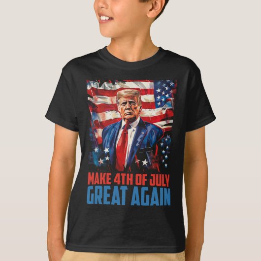トランプ2025再び独立した7月素晴らしの4日を作る Tシャツ (正面)