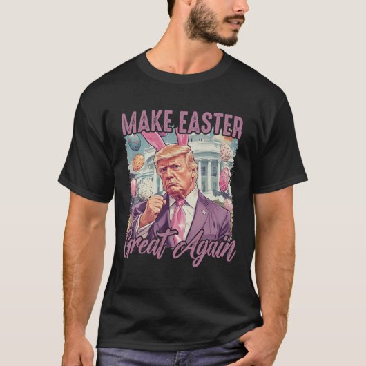トランプ2025再素晴らしび食べるハッピーイースター卵 Tシャツ (正面)