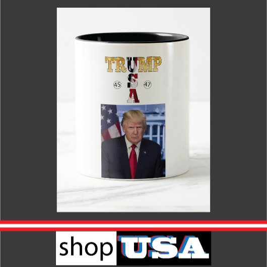 トランプ2025金ゴールドポートレートマグカップ☕米国45 47 ツートーンマグカップ