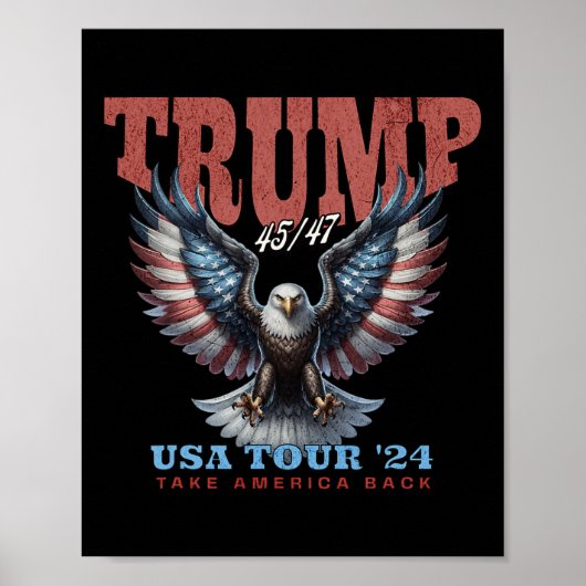 トランプ2025 アメリカを再び偉大に ヴィンテージ レトロ コンサート ポスター (正面)
