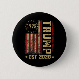 トランプ2028投票ドナルド・トランプ・アメリカ米国国旗Vinta 缶バッジ