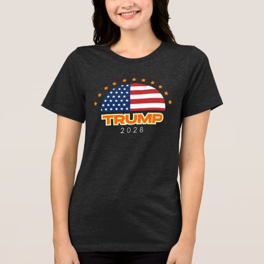 トランプ2028米州旗はっきりした トライブレンドＴシャツ (正面)
