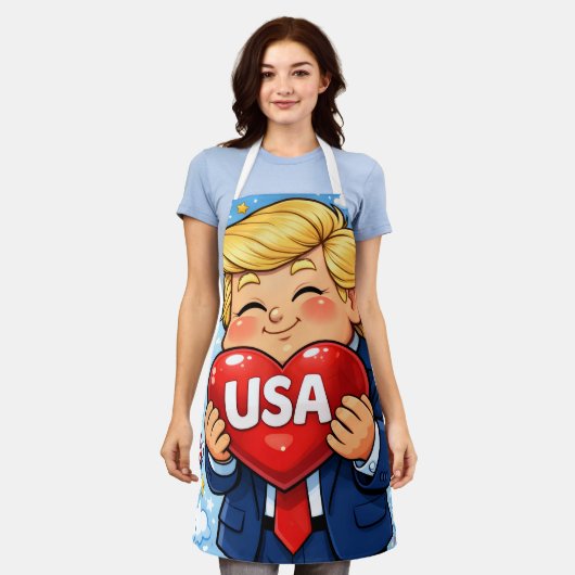 トランプ250周年7月4日アメリカ愛国主義 エプロン (着用した状態)