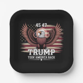 トランプ45日47日大統領国旗2025イーグルアメリカ ペーパープレート (正面)