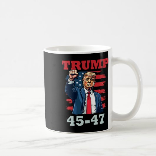 トランプ45-47はっきりした大統領のデザイン コーヒーマグカップ (右)