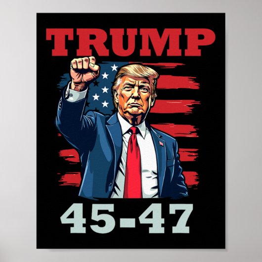 トランプ45-47はっきりした大統領のデザイン ポスター (正面)