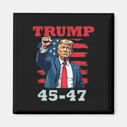 トランプ45-47はっきりした大統領のデザイン マグネット (正面)