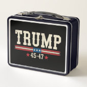 トランプ45 47アメリカ合衆国国旗のレトロヴィンテージ メタルランチボックス (正面)