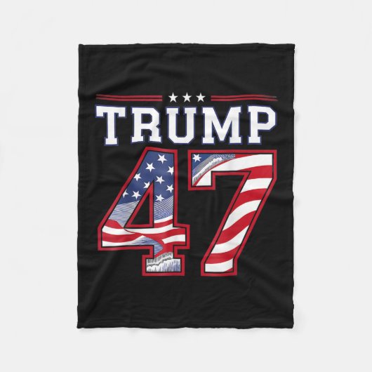 トランプ45-47メガアメリカ国旗2024選大統領の択 フリースブランケット (正面)
