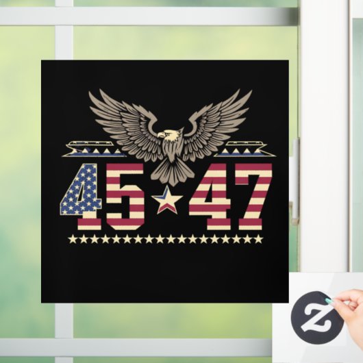 トランプ45 47ヴィンテージアメリカ合衆国イーグル国旗 ウィンドウサイン (ホーム)