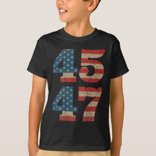 トランプ45 47ヴィンテージアメリカ国旗レトロ4547 Tシャツ