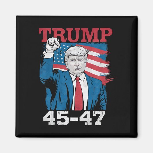 トランプ45 47ヴィンテージレトロ米国アメリカ国旗 マグネット (正面)