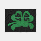 トランプ45 47大統領セント・パトリック・デイ・シャムロック・ルー フリースブランケット (正面(横))