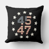 トランプ45 47星ヴィンテージアメリカ国旗 クッション (正面)
