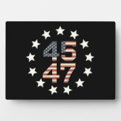 トランプ45 47星ヴィンテージアメリカ国旗 フォトプラーク (正面)