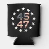 トランプ45 47星ヴィンテージアメリカ国旗 缶クーラー (正面)