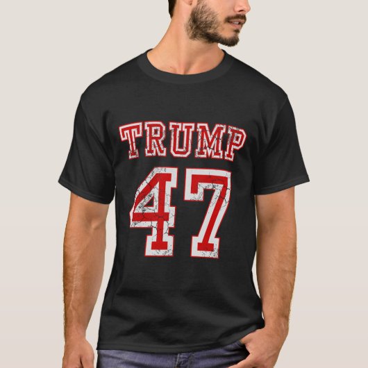トランプ47 2024年選挙共和党の保守的な男性 Tシャツ (正面)