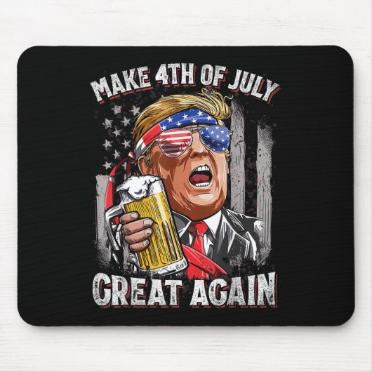 トランプ7月の4日を作る再素晴らしび男性が飲む マウスパッド (正面)