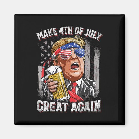 トランプ7月の4日を作る再素晴らしび男性が飲む マグネット (正面)