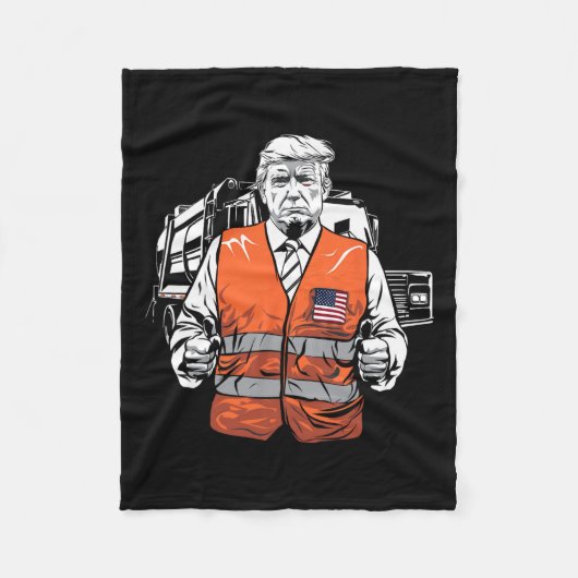 トランプ ごみ収集車 ベスト フリースブランケット (正面)