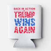 トランプ – アクションに戻るトランプが再び勝利 缶クーラー (裏面)
