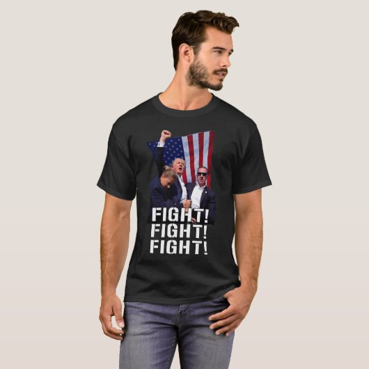 トランプ・アメリカ祈に対する最初のポンピングされた戦い Tシャツ (正面フル)