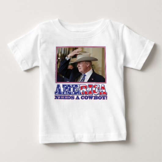トランプ+アメリカ+カウボーイ ベビーTシャツ (正面)