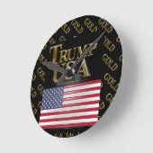 トランプ アメリカ ゴールド ラウンド壁時計 (傾斜)