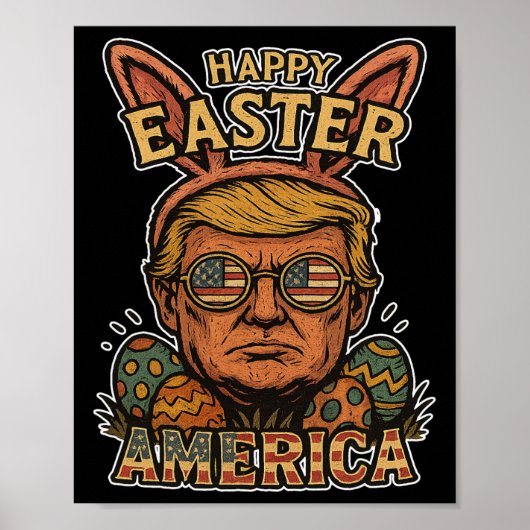 トランプ イースターバニー 卵の狩り 春のユーモア ポスター (正面)