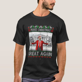 トランプ+クリスマス+クリスマスを再び偉大に+ホワイト+H Tシャツ