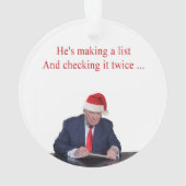 トランプ・クリスマス:彼はリストを作っている オーナメント (裏面)