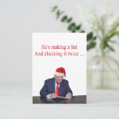 トランプ・クリスマス：彼はリストを作っている シーズンポストカード (スタンド正面)