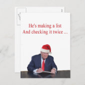 トランプ・クリスマス：彼はリストを作っている シーズンポストカード (正面/裏面)