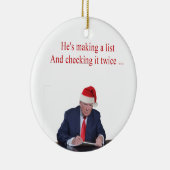 トランプ・クリスマス：彼はリストを作っている セラミックオーナメント (右)