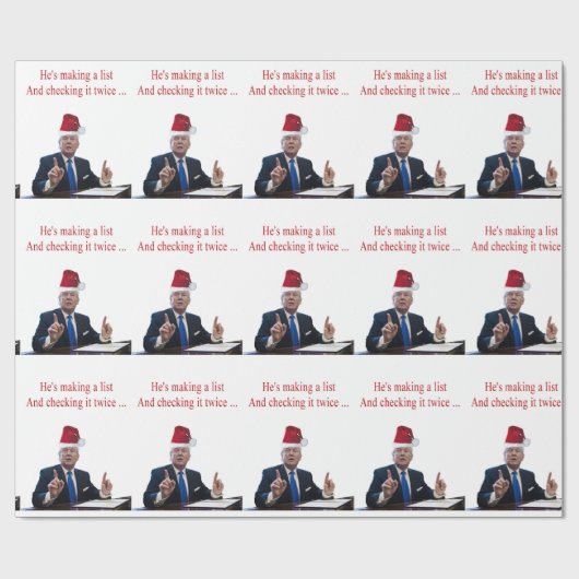 トランプ・クリスマス:彼はリストを作っている ラッピングペーパー (フラット)