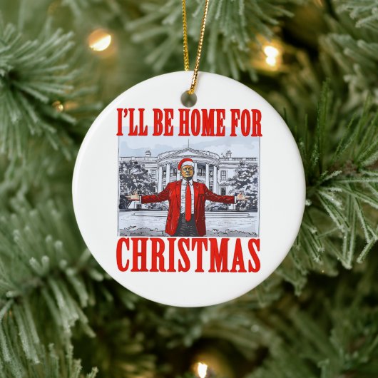 トランプ・サンタハット | クリスマスに家に帰る セラミックオーナメント (ツリー)
