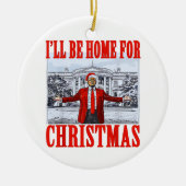 トランプ・サンタハット | クリスマスに家に帰る セラミックオーナメント (正面)