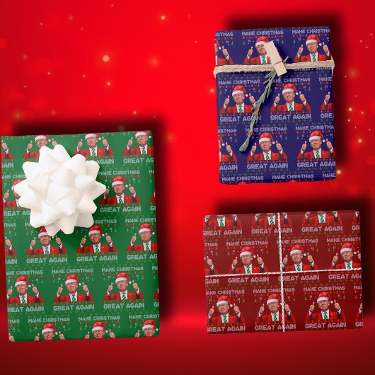 トランプ・サンタハット | トランプが再びクリスマスを素晴らし作る ラッピングペーパーシート