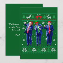 トランプ サンタ帽子 ダンス 緑 クリスマスカード