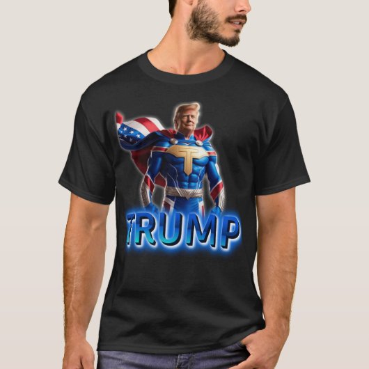トランプ・スーパーヒーロー:愛国心あふれるデザイン 2025 Tシャツ (正面)