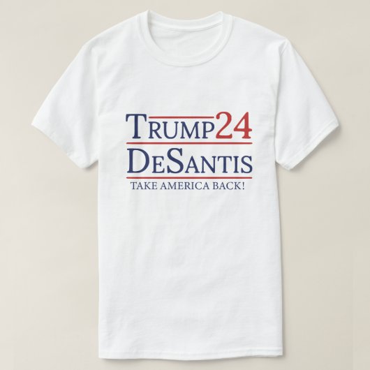 トランプ・デサンティス2024 アメリカを取り戻せ Tシャツ (デザイン正面)