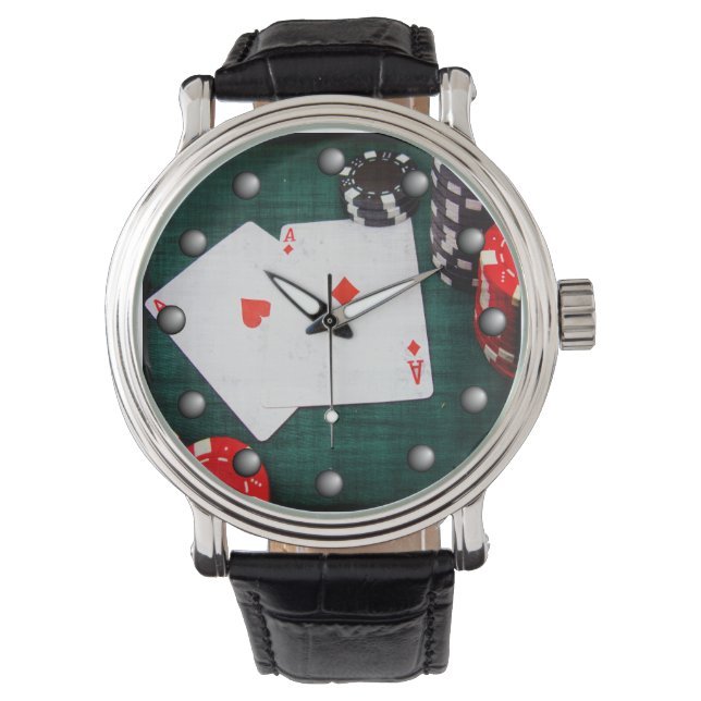 トランプ&トランプのポーカーチップグランジスタイル 腕時計 (正面)