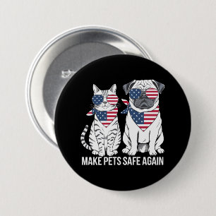 トランプ ハリス 討論 犬 猫 ペットをもう一度安全に 缶バッジ