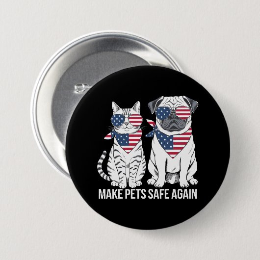 トランプ ハリス 討論 犬 猫 ペットをもう一度安全に 缶バッジ (正面&裏面)