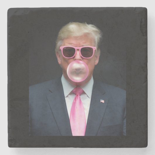トランプ ピンク 風船ガム 大統領 47 アメリカ ストーンコースター (正面)