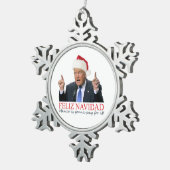 トランプ。フェリズ・ナヴィダメキシコが払う! スノーフレークピューターオーナメント (右)